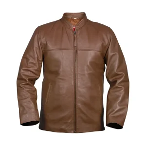 Light Brown Men’s Casual Biker Leather Jacket