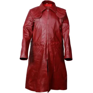 Mars Maroon Leather Coat
