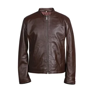 Men’s Chocolate Brown Bomber Leather Jacket