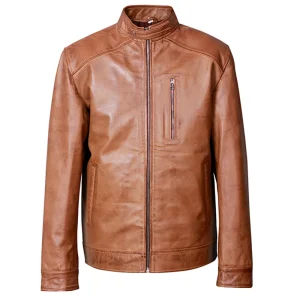 Men's Ionic Brown Biker Genuine Leather Jacket