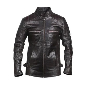 Vintage Motorcycle Black Quilted Biker Leather Jacket