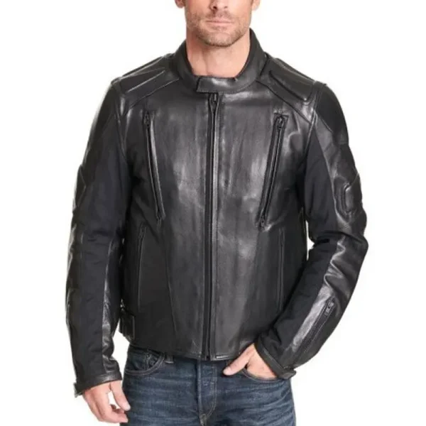 Men-Padded-Black-Biker-Leather-Jacket