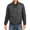 Areena Design <p>Get the ultimate biker look with this <strong>Men's Asymmetrical Zipper Biker Leather Jacket</strong>. This <strong>black leather motorcycle jacket</strong> offers a stylish, rugged look perfect for cruising. Experience authentic <strong>biker style</strong> and exceptional quality.</p> Men Standing Collar Leather Bomber Jacket