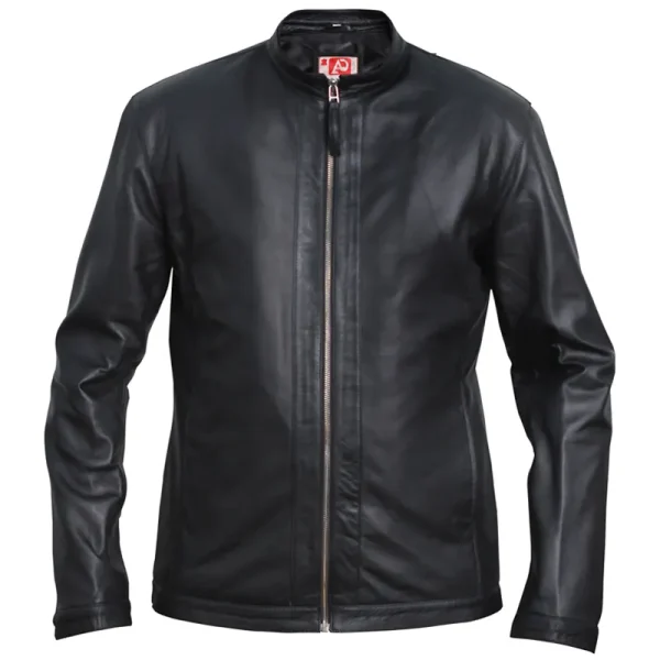 Men's Black Slim Fit Biker Motorcycle Leather Jacket