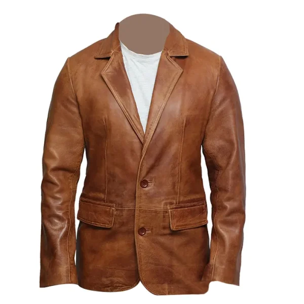 Men's-Brown-Leather-Blazer