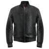 Areena Design Upgrade your look with the <strong>Men's Dark Brown Cafe Racer Leather Jacket</strong>. This genuine leather jacket offers a sleek, vintage style. Perfect for the modern man seeking a <strong>durable dark brown biker jacket</strong>. Men’s Diamond Quilted Black Motorcycle Bomber Jacket