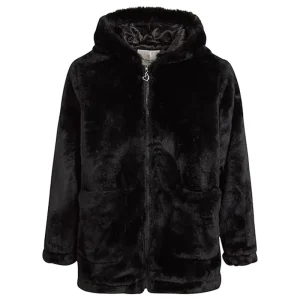 Black Teddy Faux Fur Coat with Hood