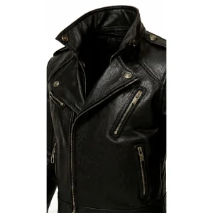 Men's Black Biker Genuine Cowhide Leather Jacket