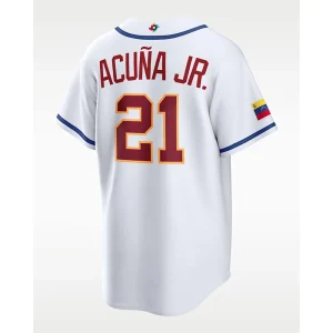 Ronald Acuña Jr. Venezuela National Baseball Team 2026 World Baseball Classic Jersey <p>Show your support in style with the Ronald Acu&ntilde;a Jr. Venezuela National Baseball Team 2026 World Baseball Classic Jersey. Inspired by one of Venezuela&rsquo;s biggest baseball stars and the excitement of the 2026 tournament, this jersey delivers a bold fan look with national pride and sporty appeal.</p>