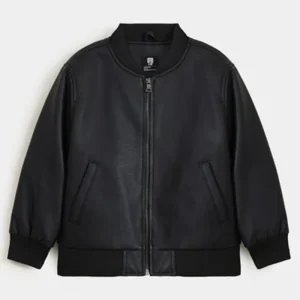 Black Leather Bomber Jacket