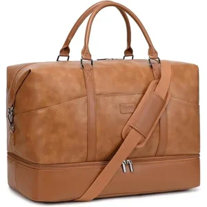 Faux Leather Weekender Overnight Bags Travel Duffel Bag