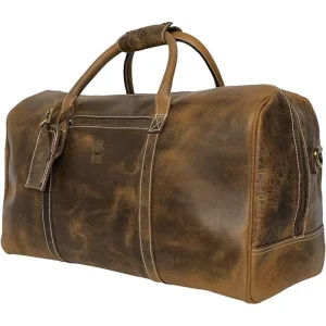 Handmade Leather Travel Duffel Airplane Underseat Carry On Bag