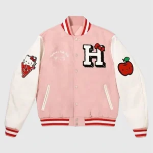Hello Kitty Varsity Jacket <p><strong>Hello Kitty Varsity Jacket</strong>: A playful varsity-style jacket with a Hello Kitty theme, perfect for fans of the iconic character.</p>