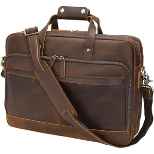 Leather Briefcase For Men Laptop Crossbody Shoulder Messenger Bag