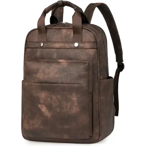 Leather Laptop Backpack for Work College School