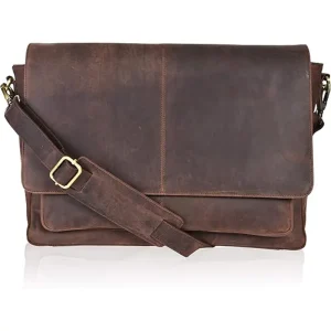 Leather Laptop Briefcase Bag For College Office Messenger Bag