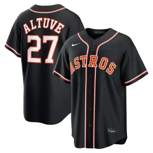 MLB Mens Houston Astros Jose Altuve Nike Black Out Jersey