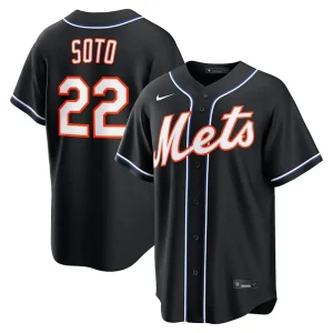 MLB Mens New York Mets Juan Soto Nike Black Out Jersey