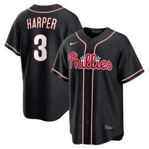 MLB Mens Philadelphia Phillies Bryce Harper Nike Black Out Jersey