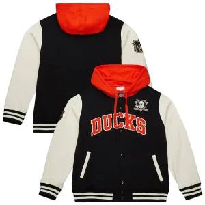 Mens Anaheim Ducks Mitchell & Ness Courtside Varsity Jacket