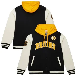 Mens Boston Bruins Mitchell & Ness Courtside Varsity Jacket