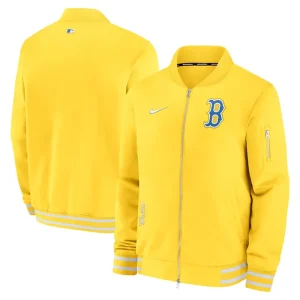 Mens Boston Red Sox Nike Gold Game Time Bomber Full-Zip Jacket