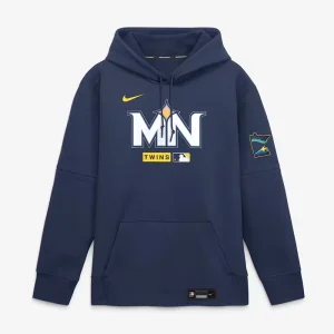 Mens Minnesota Twins Nike Navy Authentic Collection City Connect Therma-FIT Hoodie