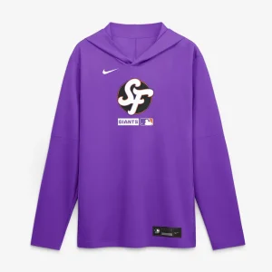 Mens San Francisco Giants Nike Purple City Connect Dri-FIT Long Sleeve Hooded T-Shirt