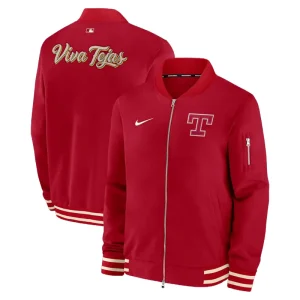 Areena Design <p>Mens Texas Rangers Nike Red Full-Zip Bomber Jacket delivers Texas Rangers-inspired style, red colorway, everyday comfort in a versatile full-zip bomber jacket built for men fans, training days, and casual wear.</p> Mens Texas Rangers Nike Red Full-Zip Bomber Jacket <p>Mens Texas Rangers Nike Red Full-Zip Bomber Jacket delivers Texas Rangers-inspired style, red colorway, everyday comfort in a versatile full-zip bomber jacket built for men fans, training days, and casual wear.</p>