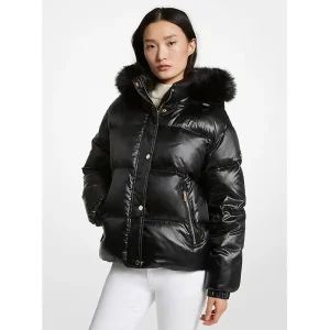Areena Design Michael Michael Kors Womens Michael Faux-Fur Trim Hooded Puffer Coat