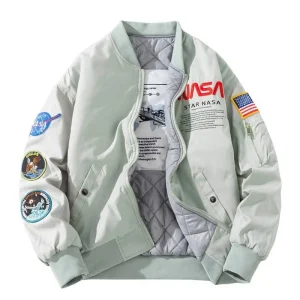 Areena Design <p><strong>NASA Jacket</strong>: A stylish jacket featuring the NASA logo and space mission patches, perfect for fans of space exploration.</p> Nasa Jacket <p><strong>NASA Jacket</strong>: A stylish jacket featuring the NASA logo and space mission patches, perfect for fans of space exploration.</p>