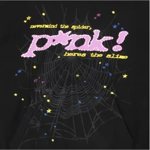 Sp5der P*nk Black Hoodie <p>The <strong>Sp5der P*nk Black Hoodie</strong> blends bold streetwear style with all-day comfort. Made with a soft feel and relaxed fit, it features eye-catching graphic detail and a sleek black design that makes it perfect for casual wear, layering, and standout everyday looks.</p>