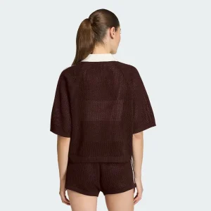 Adidas Womens Originals Crochet Polo An Adidas Womens Originals crochet polo with unique texture and classic style for everyday wear.