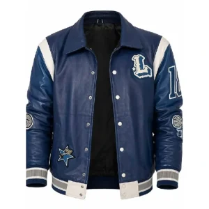 American Idol S24 Lionel Richie Blue Leather Varsity Jacket