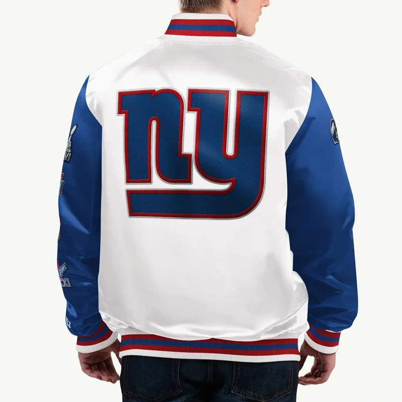 NY Giants Elite White and Blue Satin Jacket 1 NY Giants Elite White and Blue Satin Jacket <p>NY Giants Elite White and Blue Satin Jacket delivers game-day identity, comfortable statement layering, and versatile styling in a standout blue tone for everyday outfits.</p>
