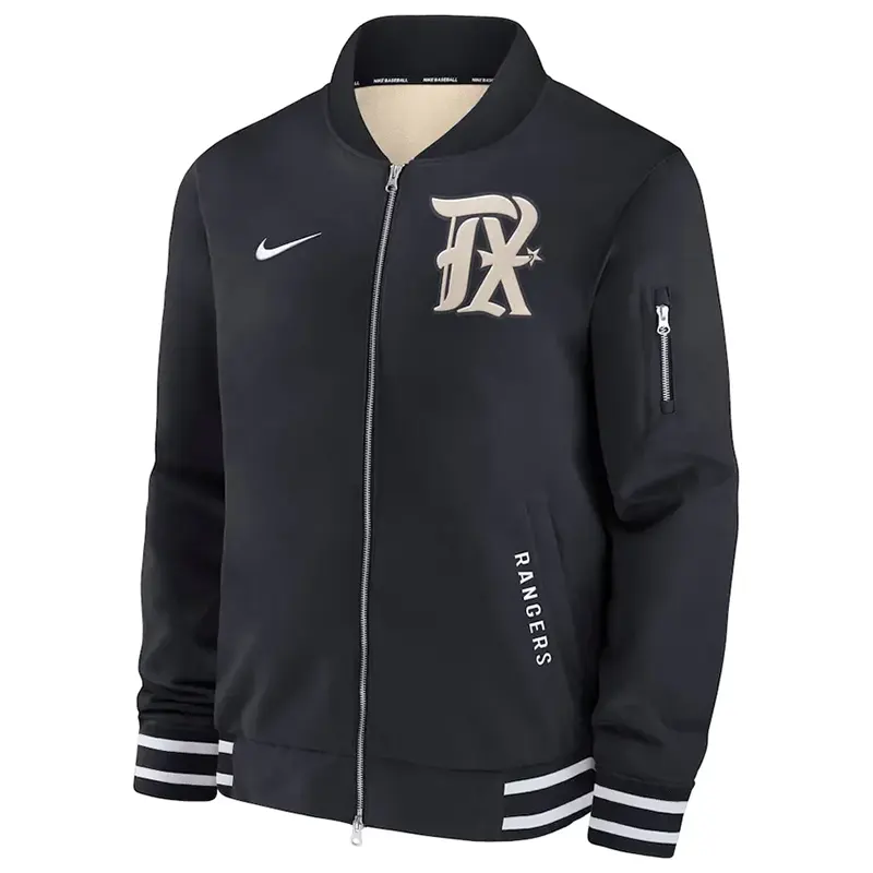 Nike Texas Rangers City Connect Black Bomber Jacket Nike Texas Rangers City Connect Black Bomber Jacket <p>Nike Texas Rangers City Connect Black Bomber Jacket brings sports and fanwear styling to a comfortable bomber jacket made for game days, fan events, training-inspired outfits, and casual weekends. Easy to style and strong for casual, fan, and streetwear outfits.</p>