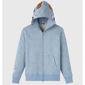 OVO x BAPE Neon 1st Camo Shark Full-Zip Hoodie