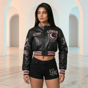 Women’s Lunar Athletic Club Cropped Leather Varsity Jacket
