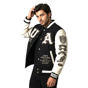 Areena Design <p>Aether Athletic Union Black & Cream Leather Varsity Jacket delivers standout outerwear style with a bold profile, comfortable layering feel, and statement details inspired by sport, streetwear, and collector fashion.</p> Aether Athletic Union Black & Cream Leather Varsity Jacket <p>Aether Athletic Union Black & Cream Leather Varsity Jacket delivers standout outerwear style with a bold profile, comfortable layering feel, and statement details inspired by sport, streetwear, and collector fashion.</p>