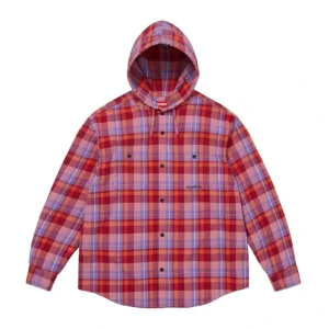 Supreme Hooded Flannel Pink Shirt