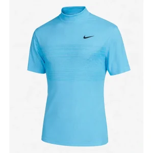 Tiger Woods Mock Neck Golf Blue T-Shirt
