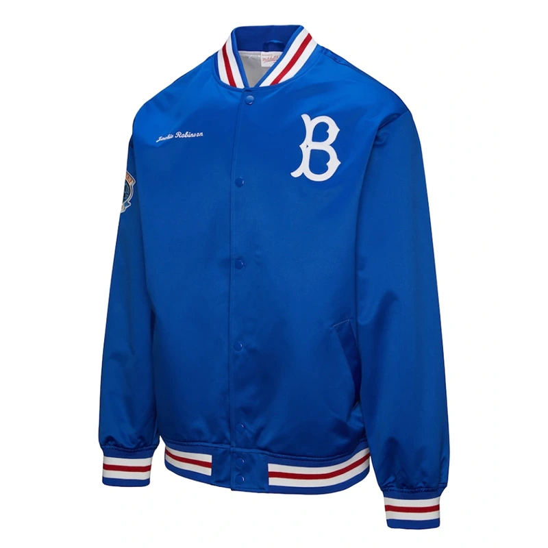 Brooklyn Dodgers Jackie Robinson Jacket 1 Brooklyn Dodgers Jackie Robinson Jacket <p>Show your connection to Brooklyn Dodgers with the Brooklyn Dodgers Jackie Robinson Jacket. This classic jacket brings a bold, fan-inspired identity to match days, travel, and casual outfits while remaining easy to coordinate with everyday wardrobe basics.</p>