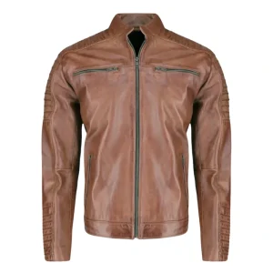 Cafe Racer Distressed Jacket with Piping