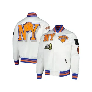 New York Knicks 2X Champions Mash-Up Satin Varsity Jacket
