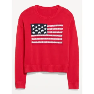 Old Navy Women's Seaside Cotton Long-Sleeve Flag Sweater