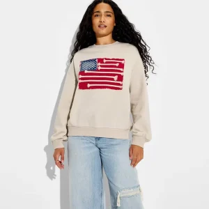 Women 39s Flag Graphic Pullover Sweatshirt