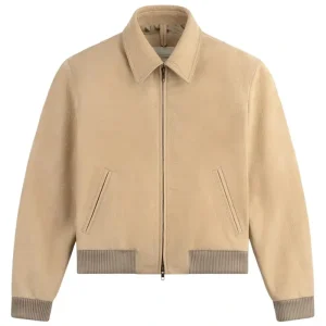 Aimé Leon Dore Croc-Embossed Nubuck Sand Bomber Jacket