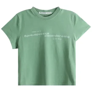 Alexander Wang Mirrored Logo Print Shrunken Tee