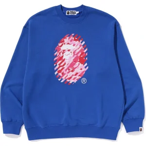 BAPE ABC Blue Camo Ape Head Relaxed Fit Crewneck Sweatshirt