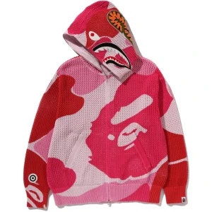 BAPE ABC Camo Crochet Shark Relaxed Fit Full Zip Hoodie